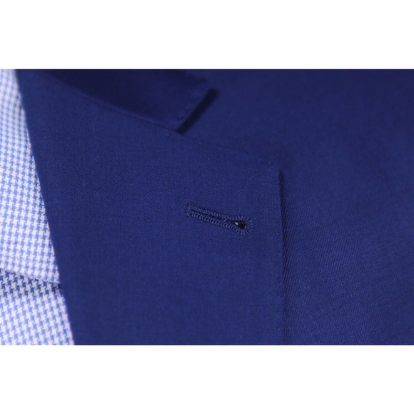 Custom Made! Bespoke Solid Dark Royal Blue 2-Btn Slim Fit Ticket Pkt Blazer 34S - Picture 5 of 10
